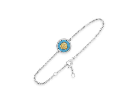 SS/14K Yellow Gold Seashell / Turquoise Bracelet
